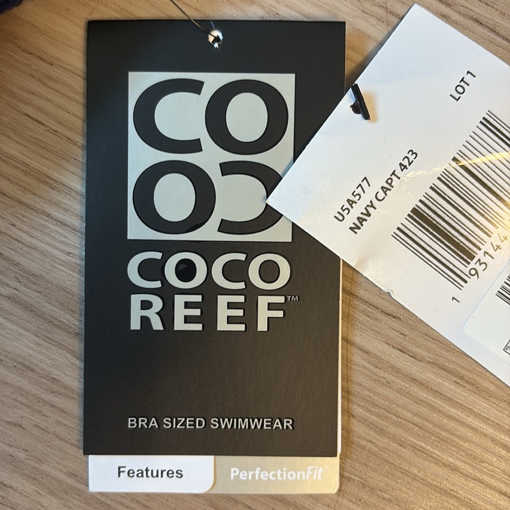 NWT!  Navy Coco Reef Sultry Ocean Textures One Piece Bra Sized 34DD lace up - Picture 4 of 16